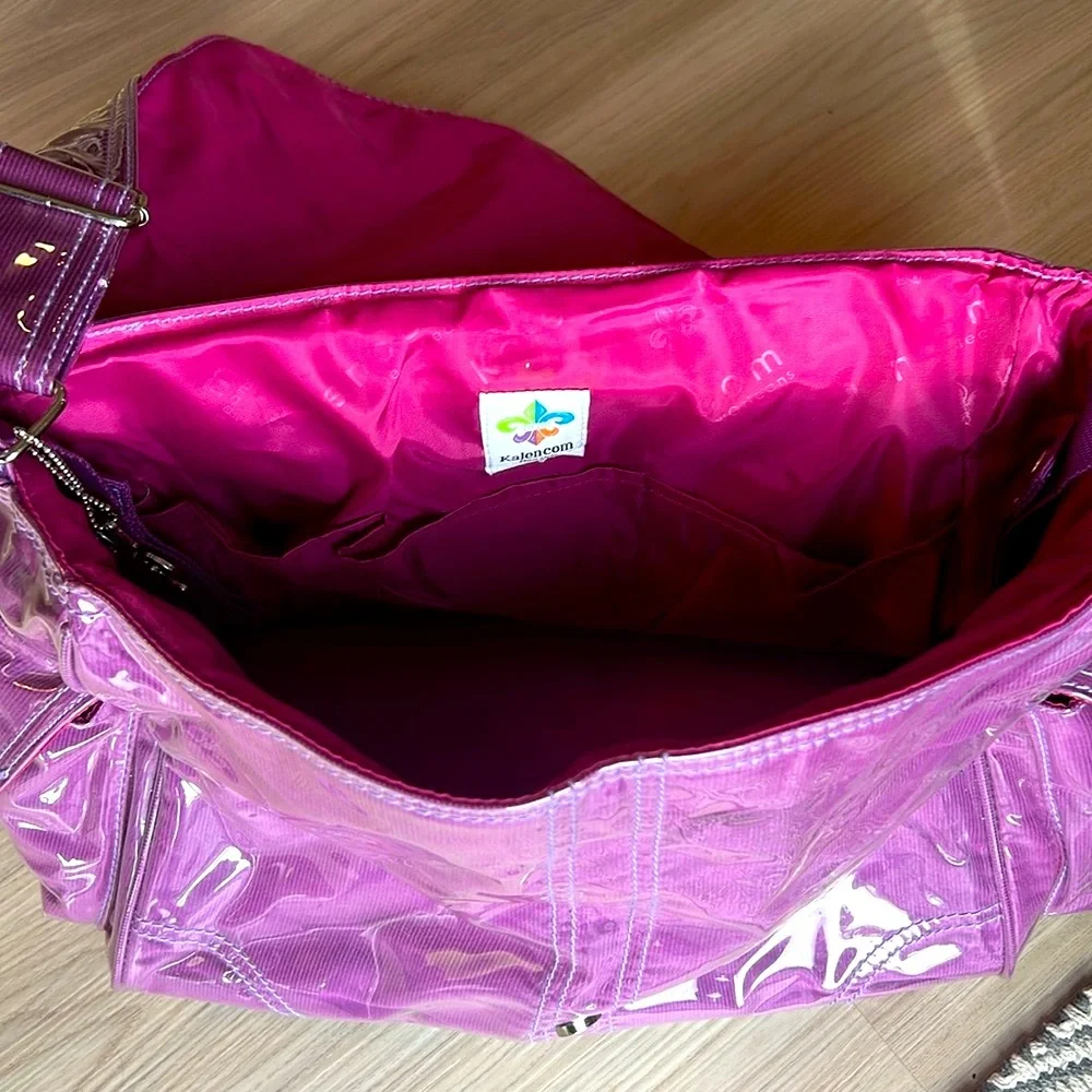 Kalencom Patent Leather Oversized Shoulder/Diaper Bag Purple NWOT Maternity Bold